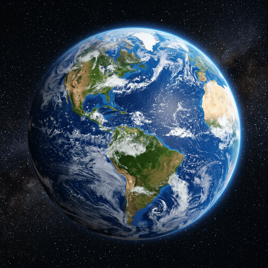 Earth showing the Americas and Atlantic Ocean from space